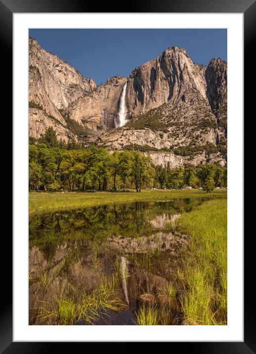 Upper Yosemite Falls Reflection Framed Mounted Print by Gareth Burge Photography
