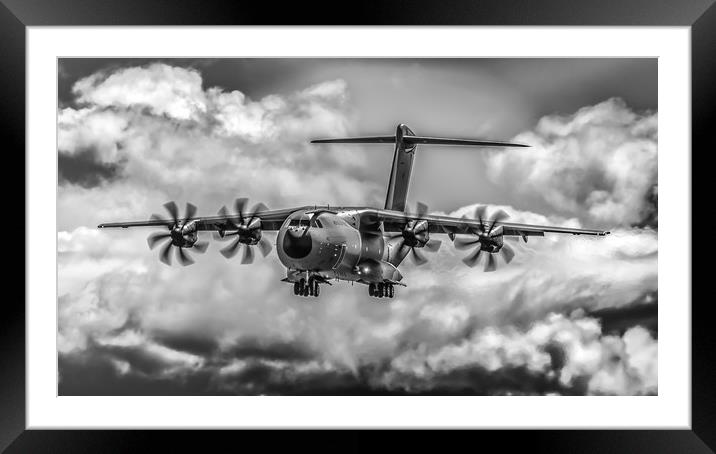 Airbus A400M Atlas ZM412 - Mono Framed Mounted Print by Gareth Burge Photography