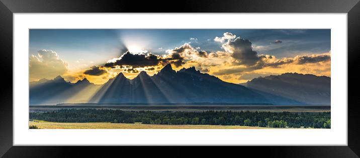 Grand Teton Sunset Panorama Framed Mounted Print by Gareth Burge Photography