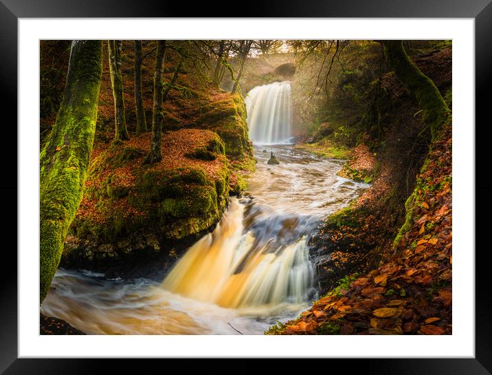 Falls in the Fall Framed Mounted Print by Gareth Burge Photography