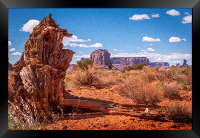 Painted Tree Stump Butte Framed Print by Gareth Burge Photography