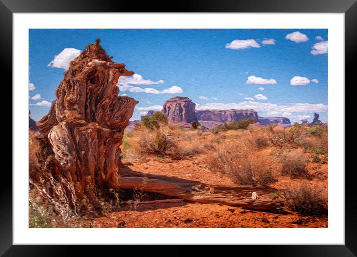 Painted Tree Stump Butte Framed Mounted Print by Gareth Burge Photography
