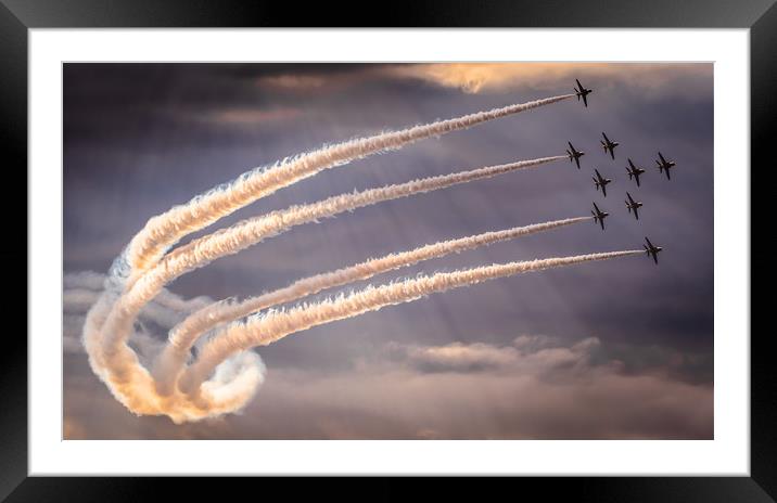 Red Arrows Spitfire Turn Framed Mounted Print by Gareth Burge Photography