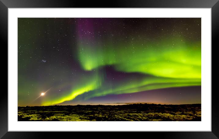 Green and Purple Fire Framed Mounted Print by Gareth Burge Photography