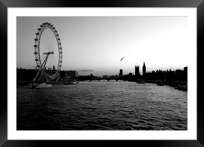 London Eye and River Thames Framed Mounted Print by Mark Gracey