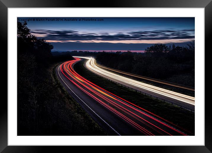  Light Trails Framed Mounted Print by Martin Parratt