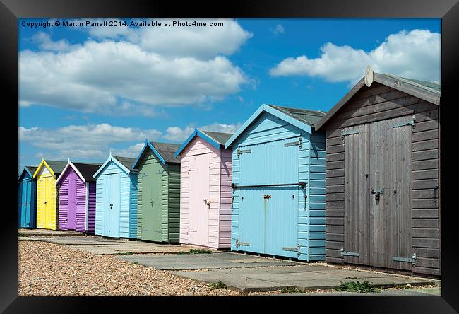 Ferring Beach Huts Framed Print by Martin Parratt