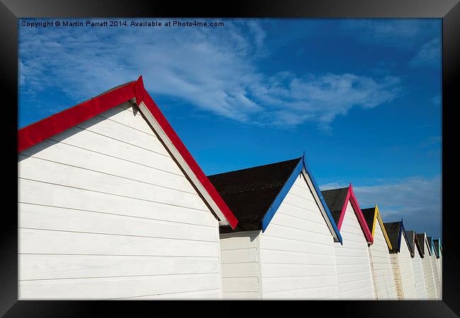 Beach Hut Roof Line Framed Print by Martin Parratt