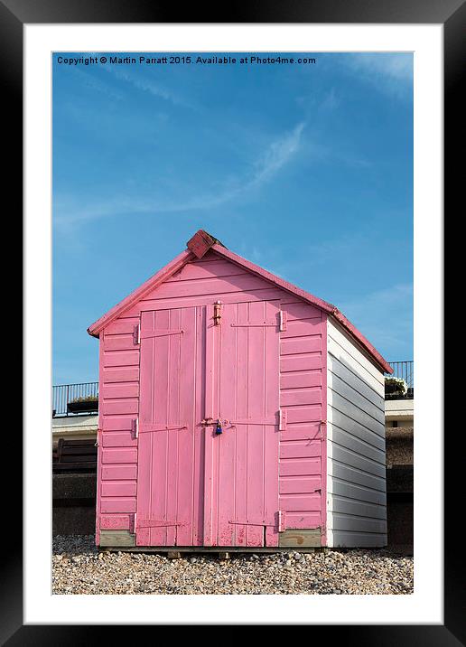 Pink Beach Hut Framed Mounted Print by Martin Parratt