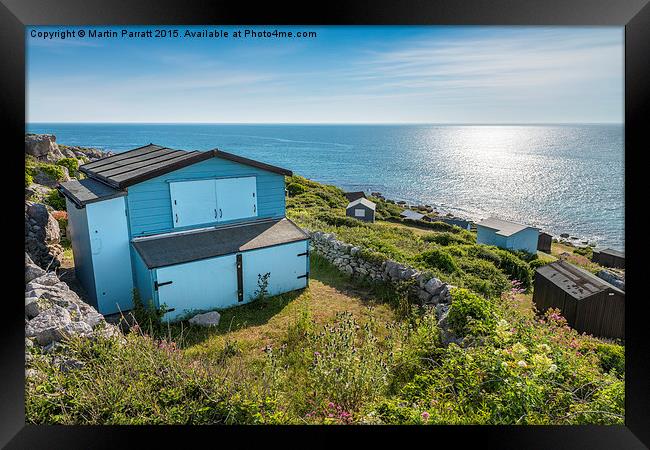 Chesil Cove Beach Huts Framed Print by Martin Parratt