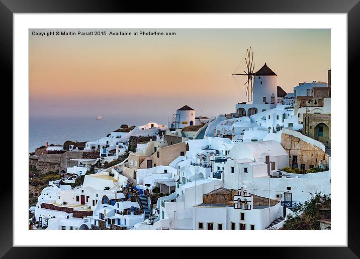 Santorini at Dawn Framed Mounted Print by Martin Parratt