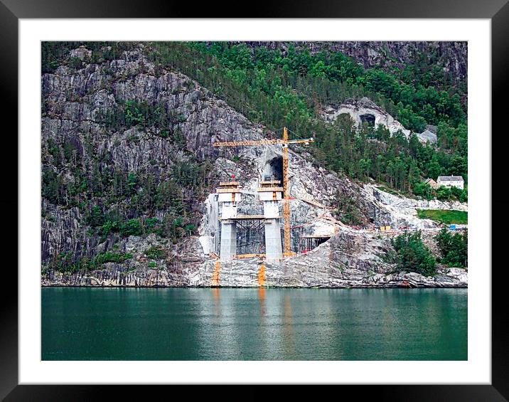 New bridge over the Fjord Framed Mounted Print by Bill Lighterness