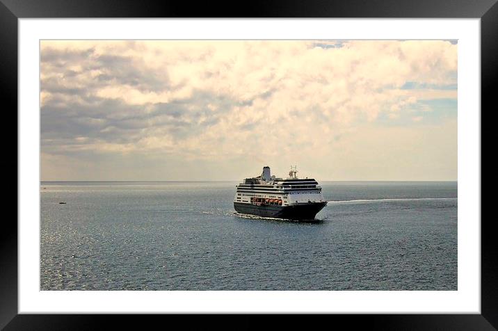 Cruise Ship , Ocean and Clouds Framed Mounted Print by Bill Lighterness