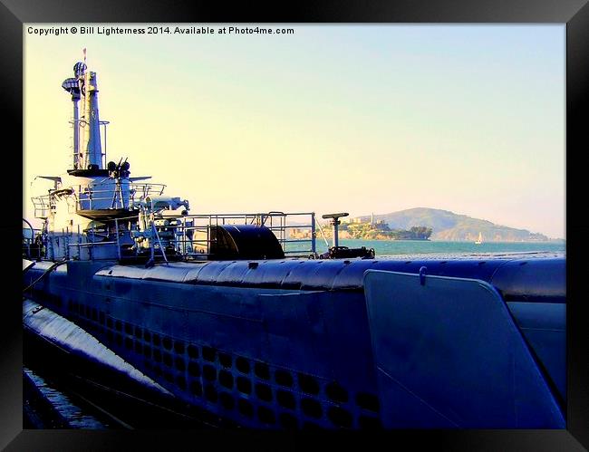 The Submarine and Alcatraz Framed Print by Bill Lighterness