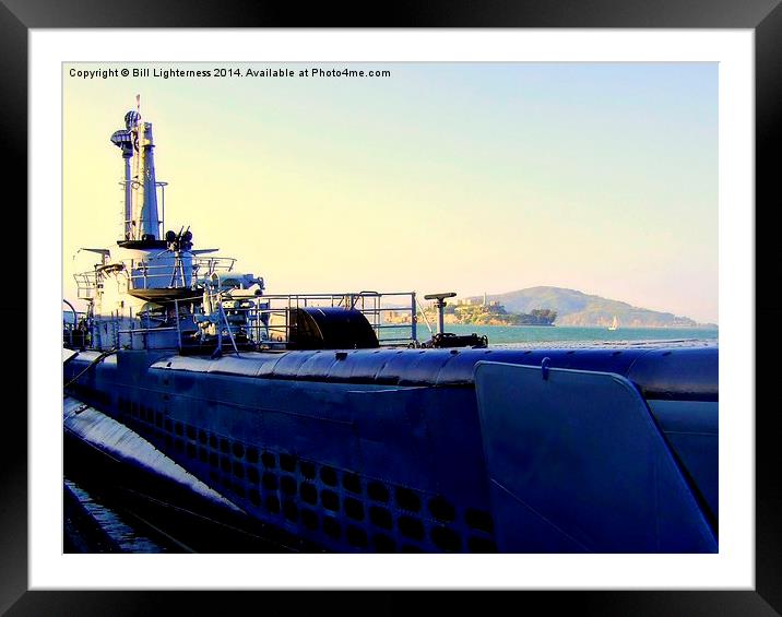 The Submarine and Alcatraz Framed Mounted Print by Bill Lighterness