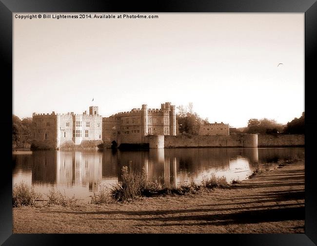 Leeds Castle , Reflections in Sepia Framed Print by Bill Lighterness