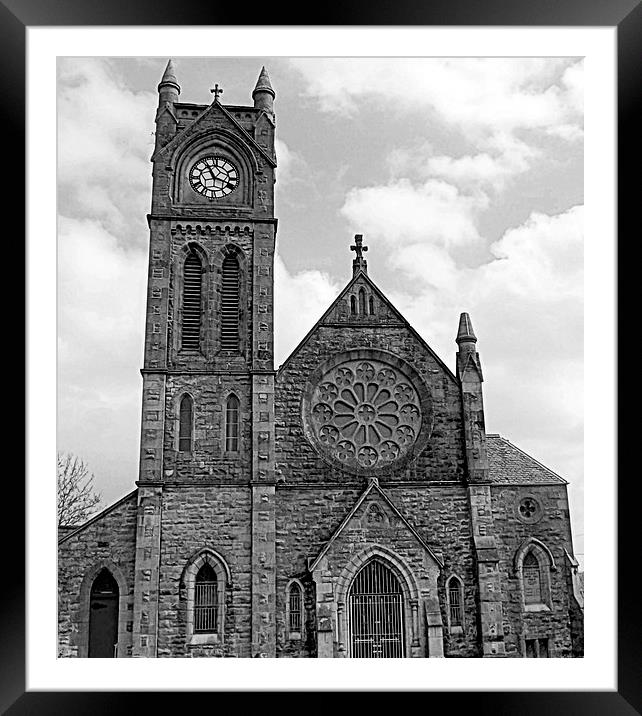 Paterson Church , Stonehouse in mono Framed Mounted Print by Bill Lighterness