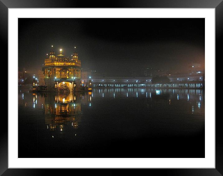 The Golden Temple at Night Framed Mounted Print by Sophia Yarwood