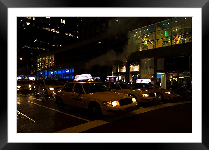 Taxi Framed Mounted Print by R J Bull