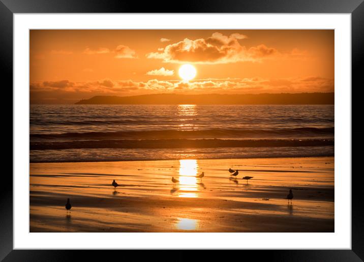 Blazing Sunset Framed Mounted Print by Purple OneTwoEight
