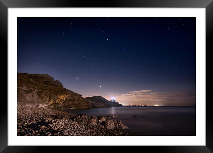Mumbles Moonrise Framed Mounted Print by Purple OneTwoEight
