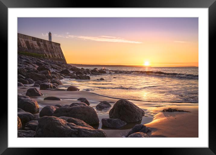 Lighthouse Sunrise Framed Mounted Print by Purple OneTwoEight