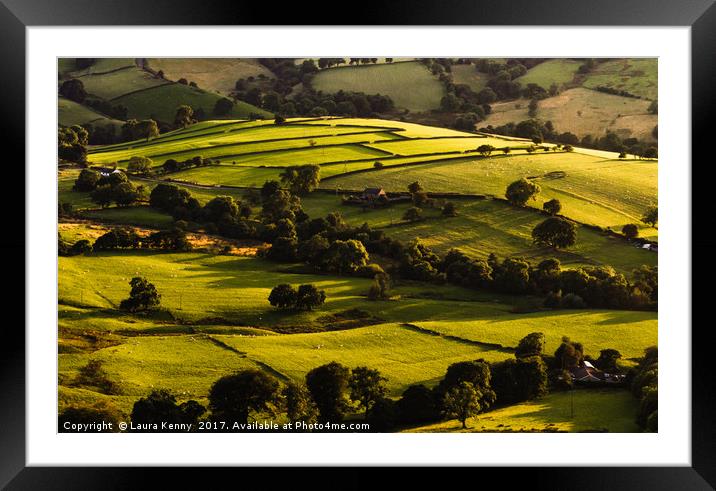 Green, green hills. Framed Mounted Print by Laura Kenny