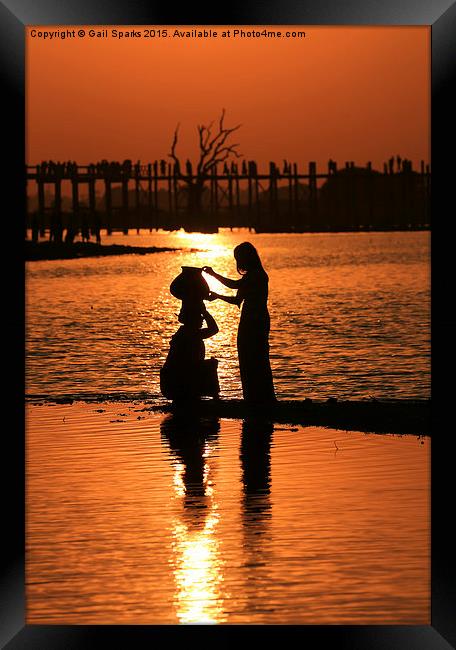  Collecting water at sunset Framed Print by Gail Sparks