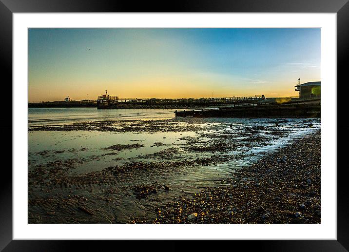 Shoreham Harbour Basin at dusk Framed Mounted Print by Peter McCormack