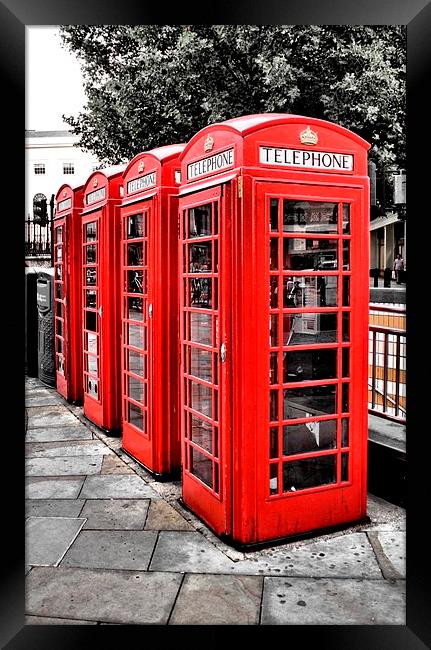 Red Phone Boxes Framed Print by Paul Austen