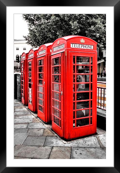 Red Phone Boxes Framed Mounted Print by Paul Austen