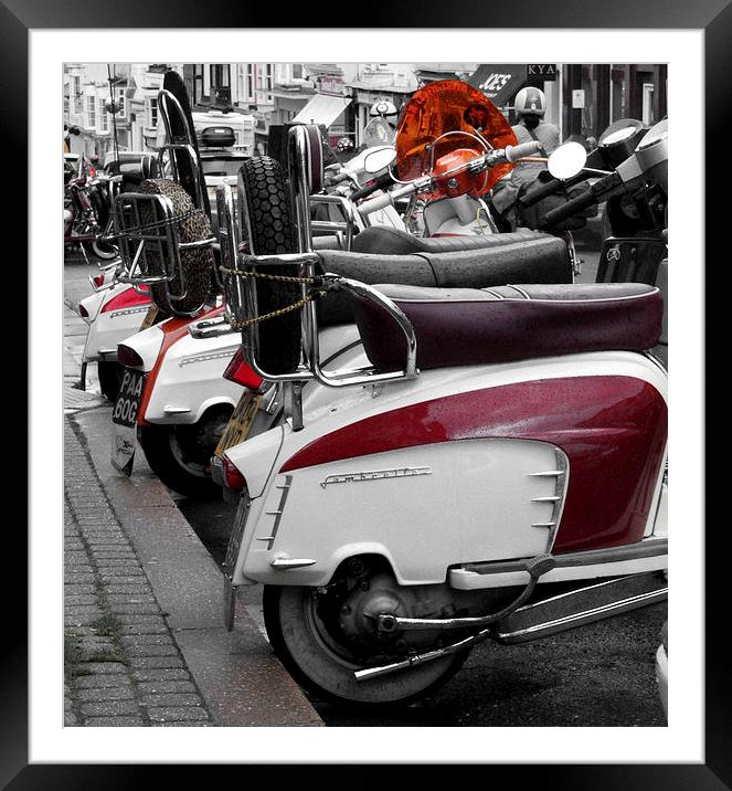 A row of Scooters Framed Mounted Print by Paul Austen