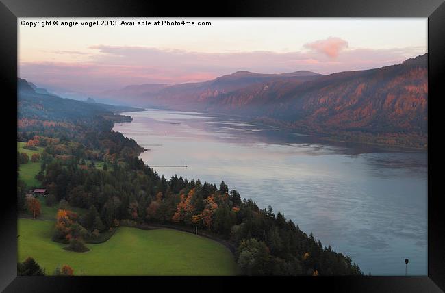 Columbia River Gorge Sunset Framed Print by angie vogel