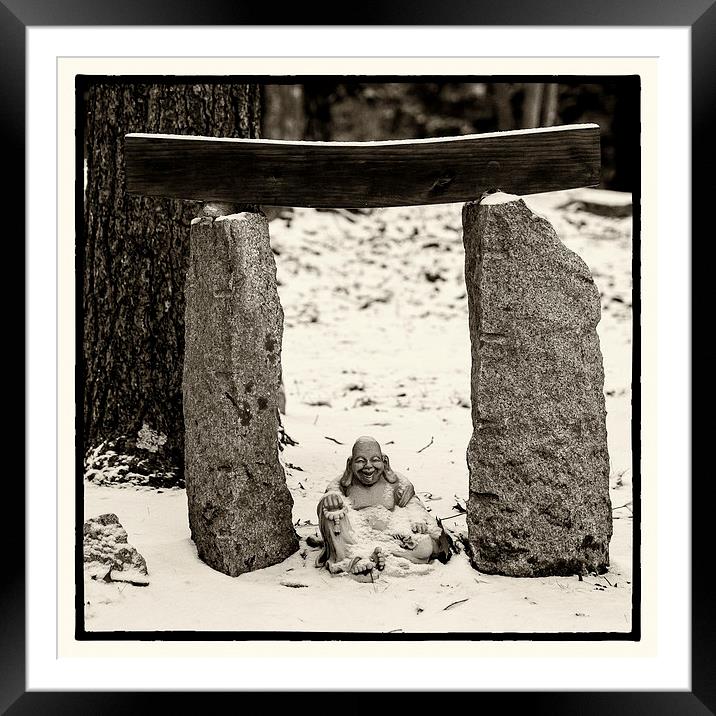 Buddha in Snow Framed Mounted Print by Steven Ralser