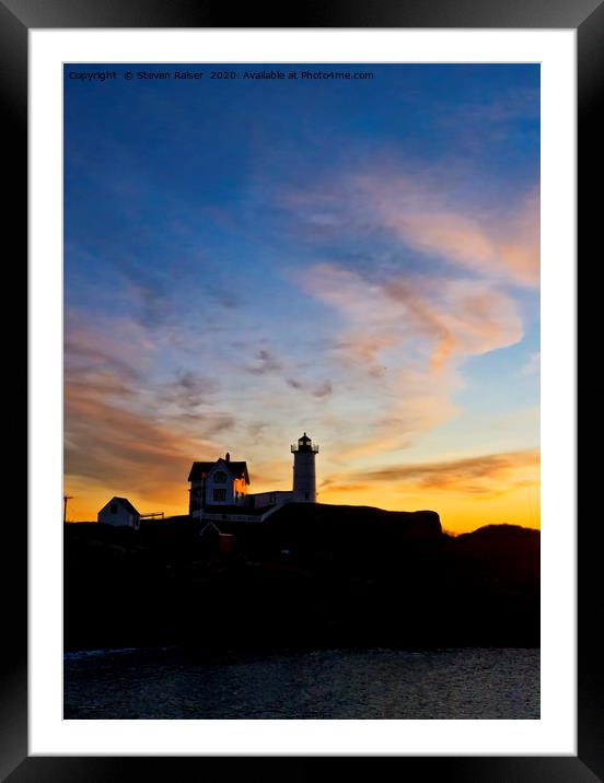 Nubble Lighthouse Sunrise 3 Framed Mounted Print by Steven Ralser