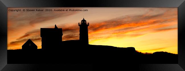 Nubble Lighthouse Silhouette Framed Print by Steven Ralser