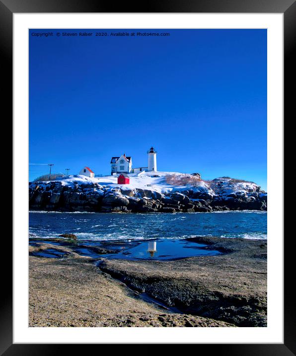 Winter at the Nubble Lighthouse - York - Maine III Framed Mounted Print by Steven Ralser