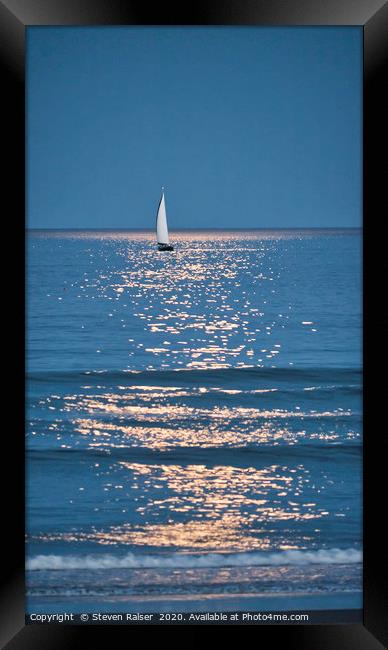 Moonlight Sail - Ogunquit Beach - Maine Framed Print by Steven Ralser