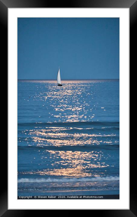 Moonlight Sail - Ogunquit Beach - Maine Framed Mounted Print by Steven Ralser