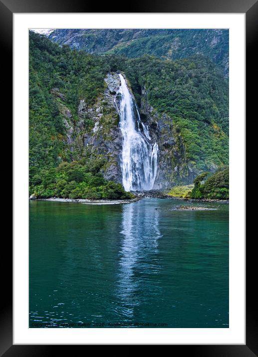 Lady Bowen Falls, Milford Sound, New Zealand Framed Mounted Print by Steven Ralser
