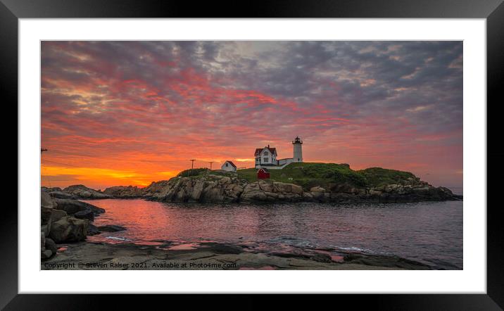 Dawn at the Nubble Lighthouse 2 Framed Mounted Print by Steven Ralser