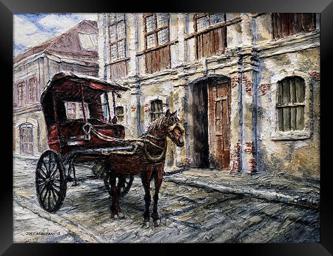 Red Carriage Framed Print by Joey Agbayani