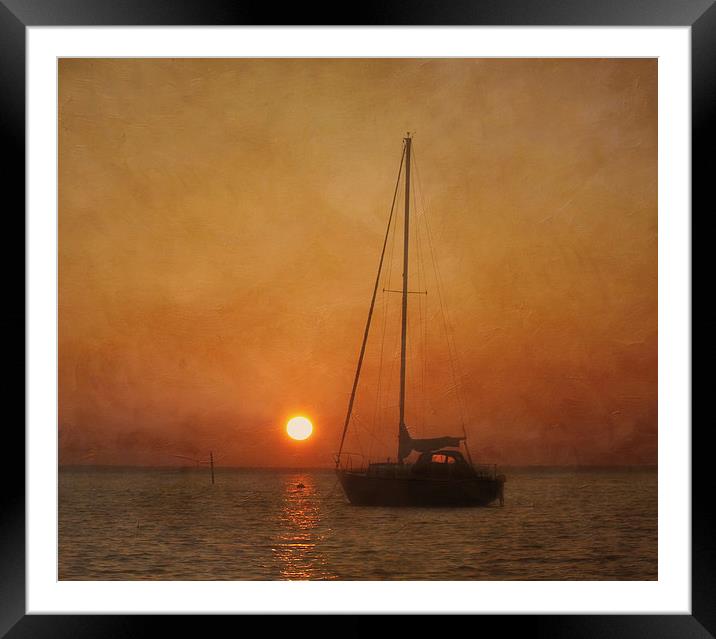 A Ship in the Night Framed Mounted Print by Kim Hojnacki