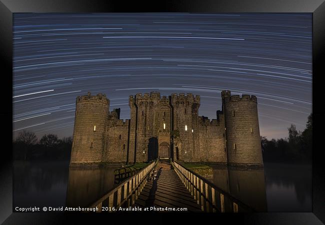 Bodiam Castle Star Trails Framed Print by David Attenborough