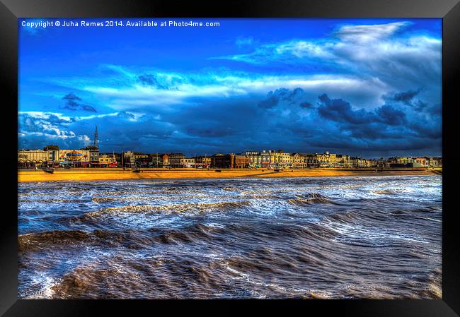 Golden Mile and Stormy Sea Framed Print by Juha Remes