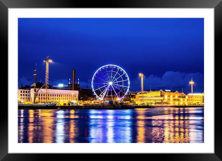 Helsinki South Harbour and Blue Hour Framed Mounted Print by Juha Remes