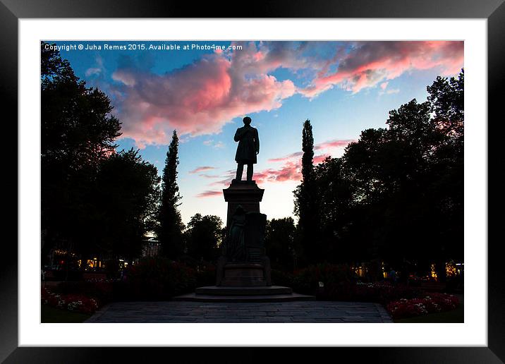 Statue on Twilight Framed Mounted Print by Juha Remes