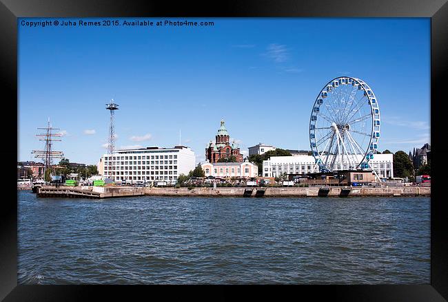 Finnair Skywheel and Uspensky Cathedral Framed Print by Juha Remes