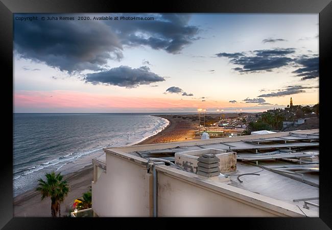 Playa del Ingles Sunset Framed Print by Juha Remes