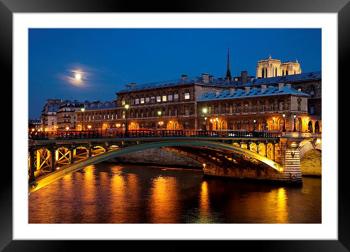 Moon over the Seine Framed Mounted Print by Plamen Stefanov